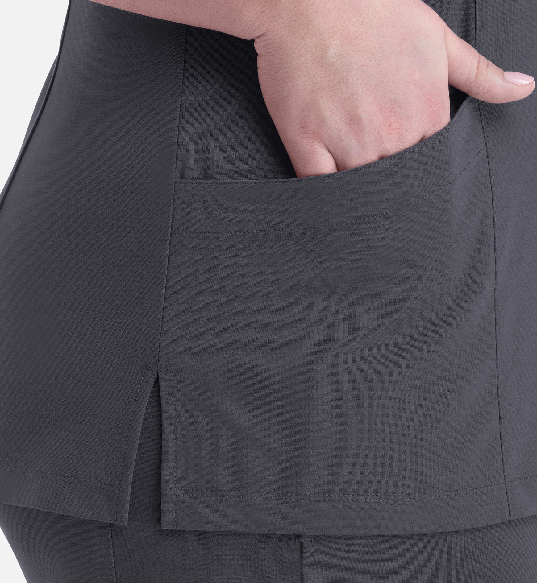 Focus 20302 Women's Curved V-Neck Top Pewter