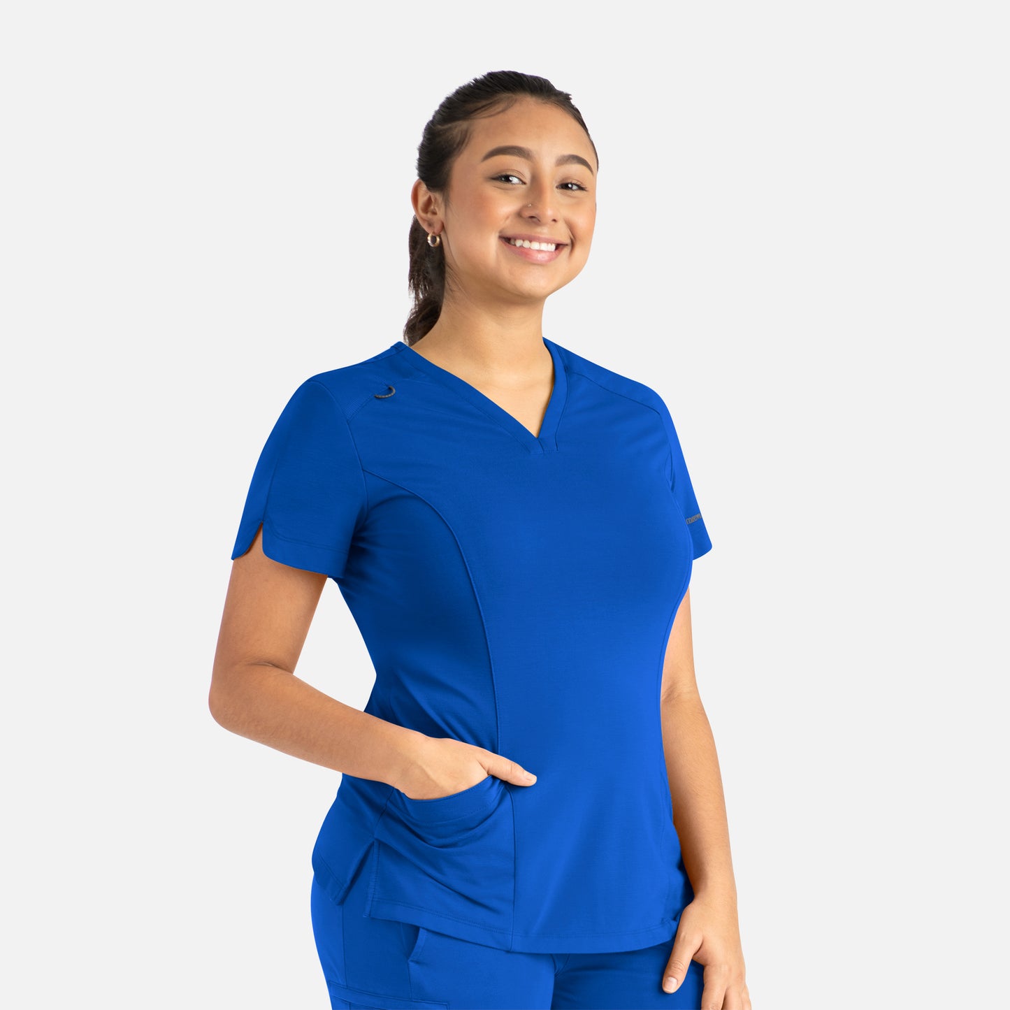 Focus 20302 Women’s Curved V-Neck Top Royal Blue