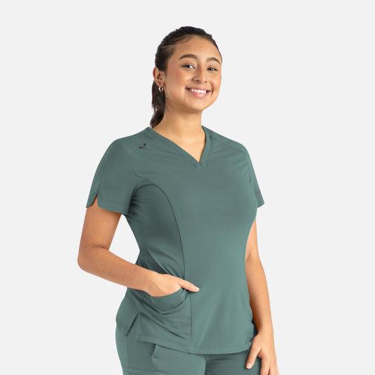 Focus 20302 Women’s Curved V-Neck Top Sage