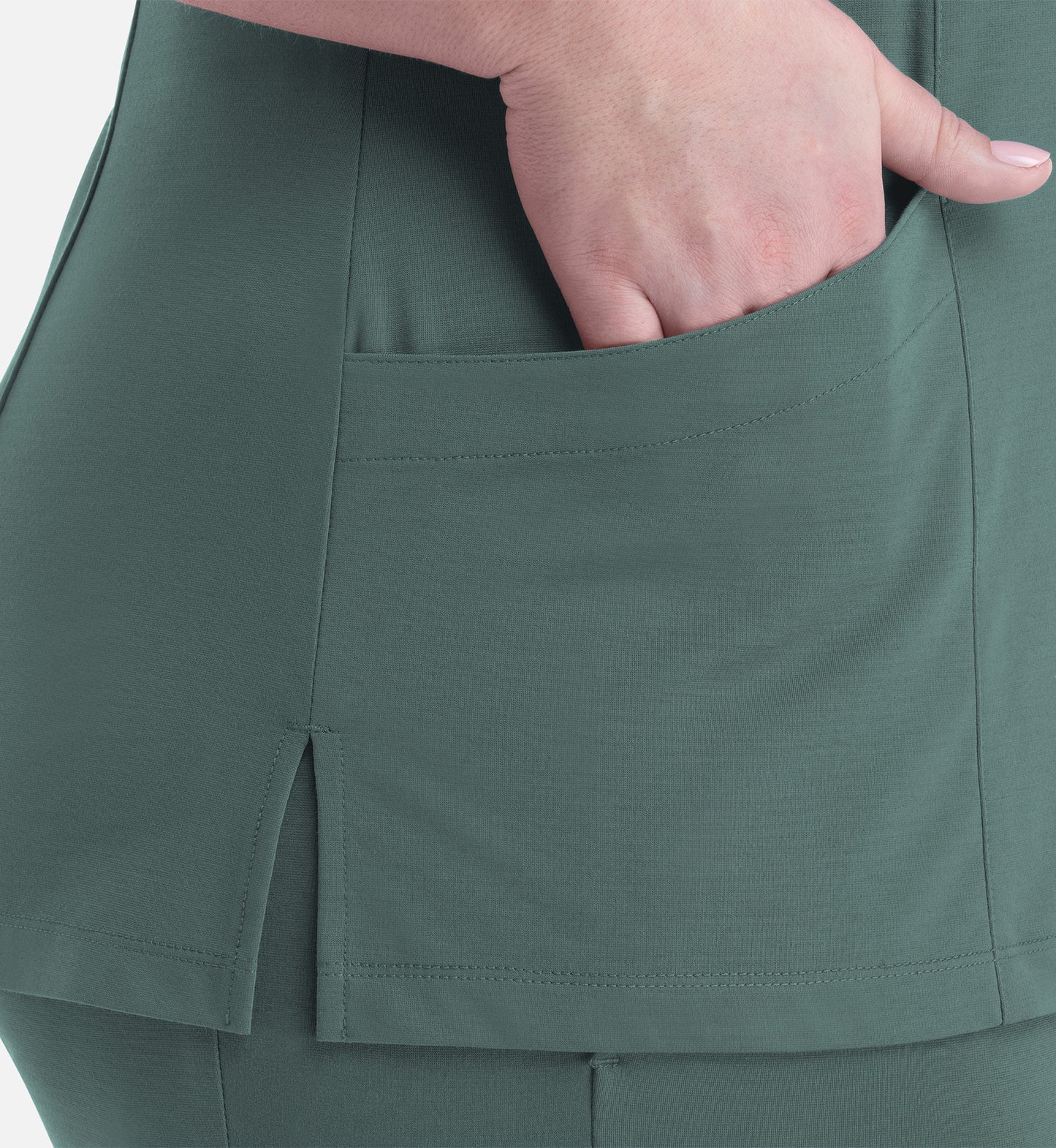 Focus 20302 Women's Curved V-Neck Top Sage