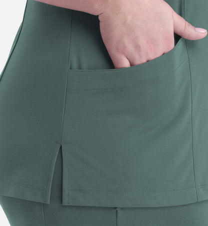 Focus 20302 Women's Curved V-Neck Top Sage