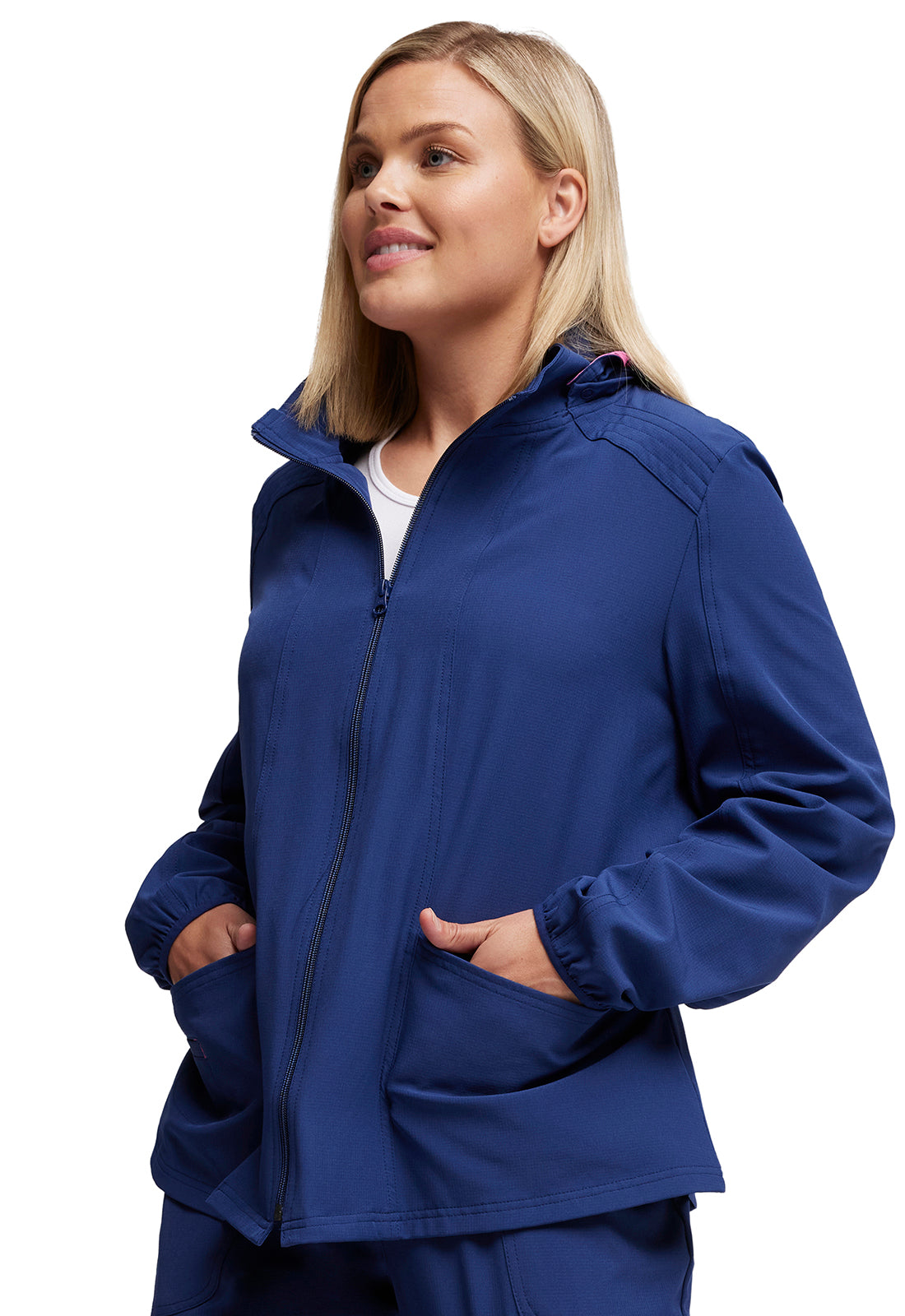 HeartSoul Break on Through 20310 Zip Front Warm-Up Jacket Navy Model Image Right Side | Heartsoul