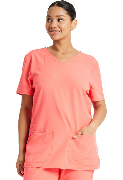 HeartSoul Break on Through 20710 Shaped V-Neck Top Go Guava