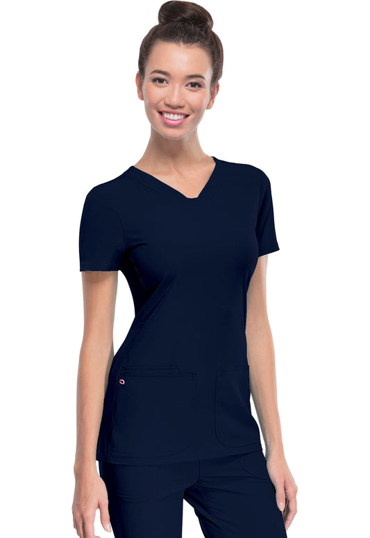 HeartSoul Break on Through 20710 Shaped V-Neck Top Navy Model Image Front | Heartsoul