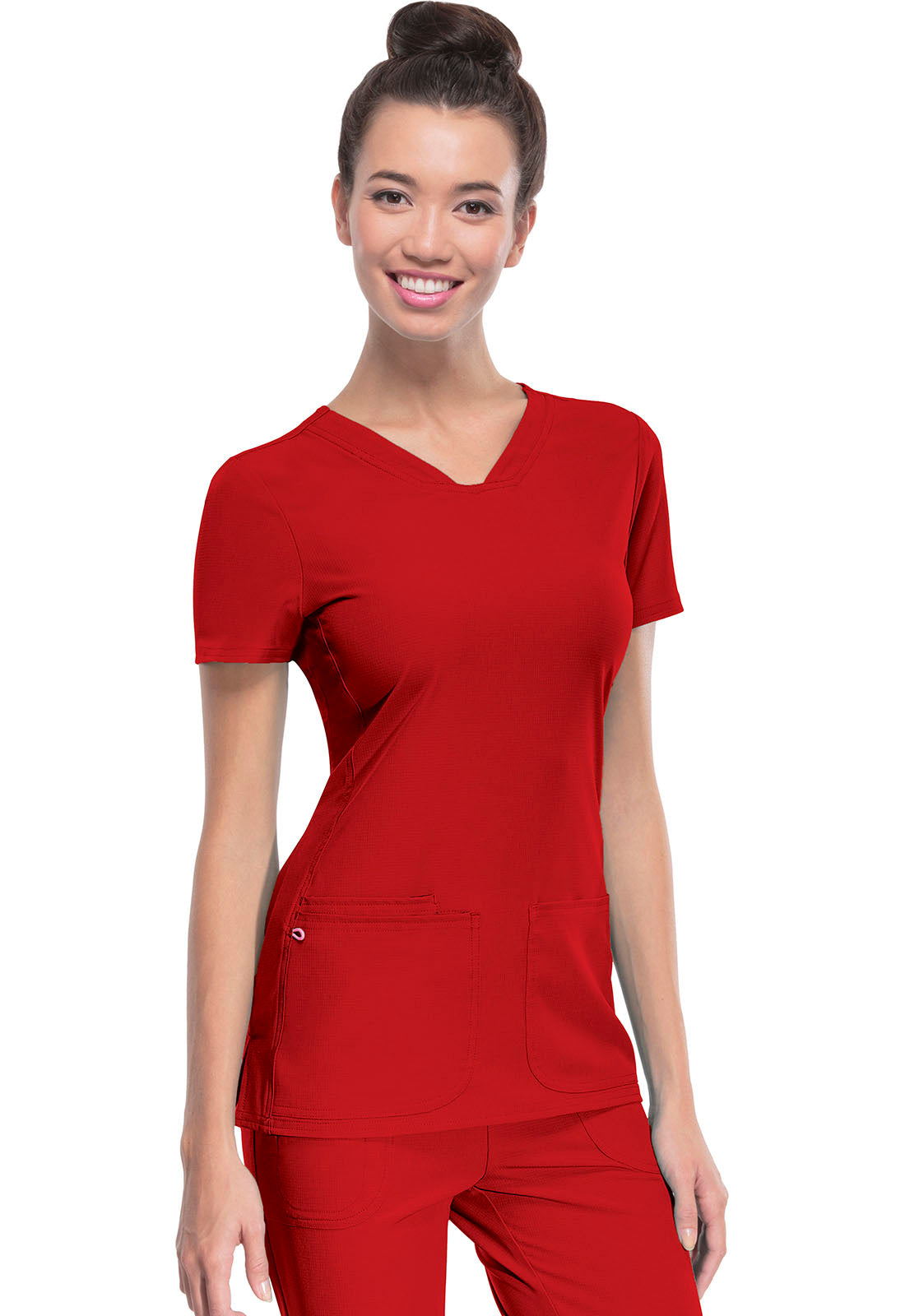 20710 HeartSoul Break on Through Shaped V-Neck Top (Red)