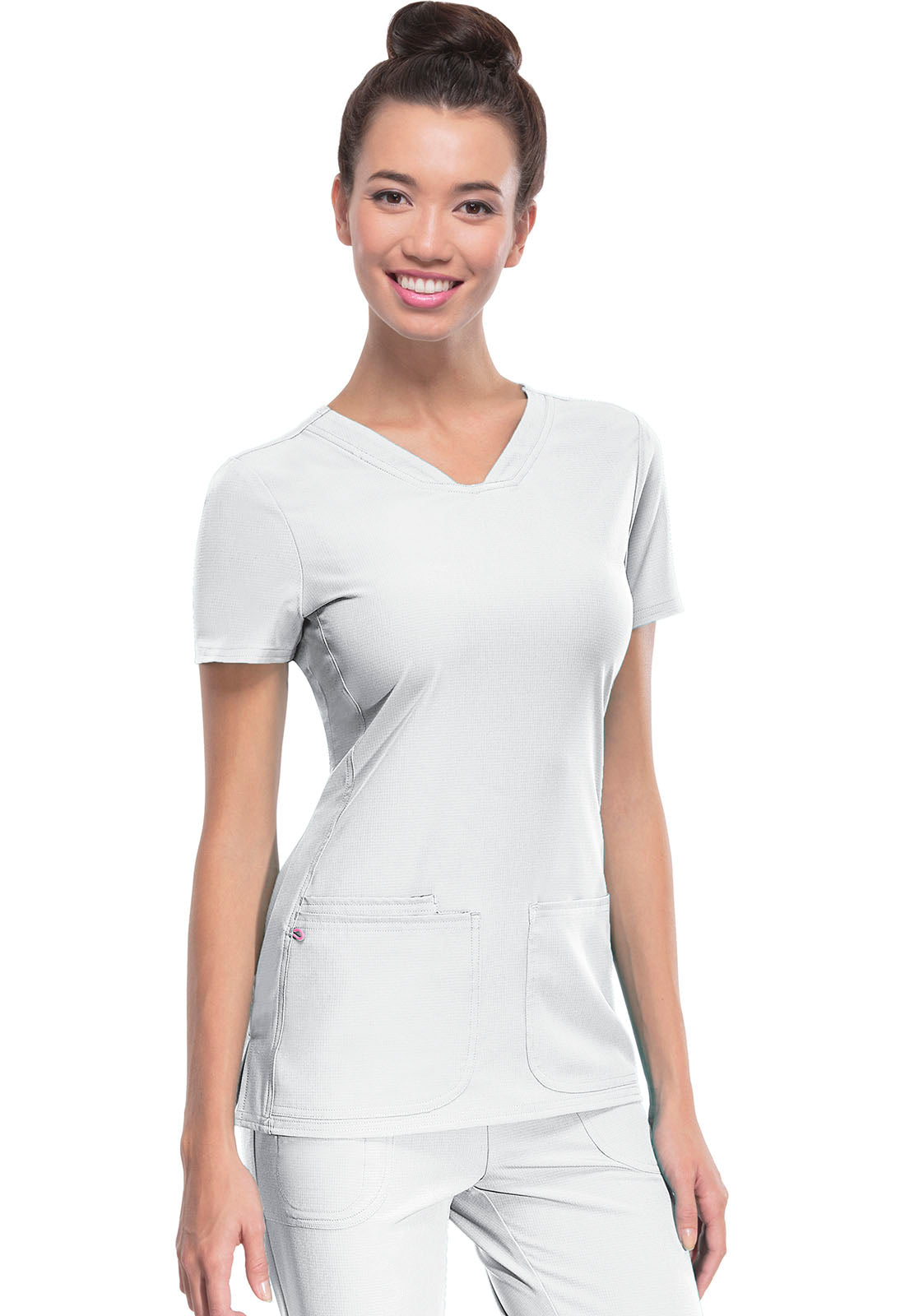 HeartSoul Break on Through 20710 Shaped V-Neck Top White Model Image Front | Heartsoul