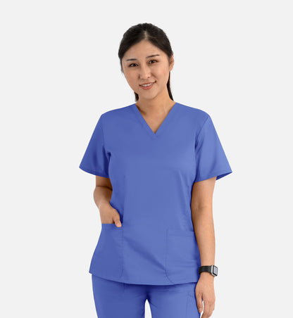 Blossom Signature 2100 Ladies Basic V-Neck Top Ceil Blue