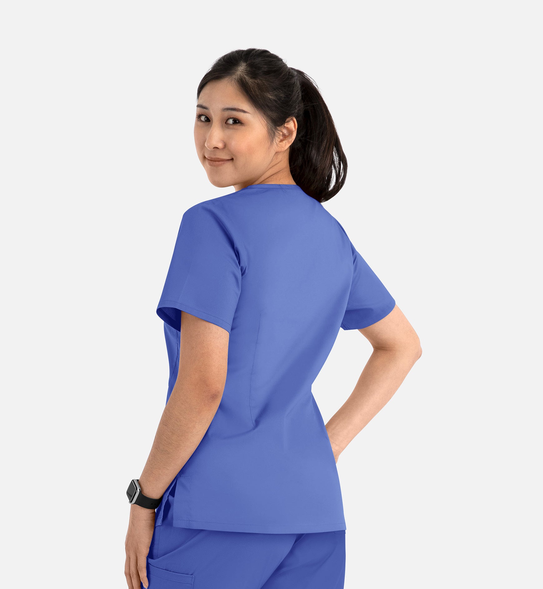 Blossom Signature 2100 Ladies Basic V-Neck Top Ceil Blue