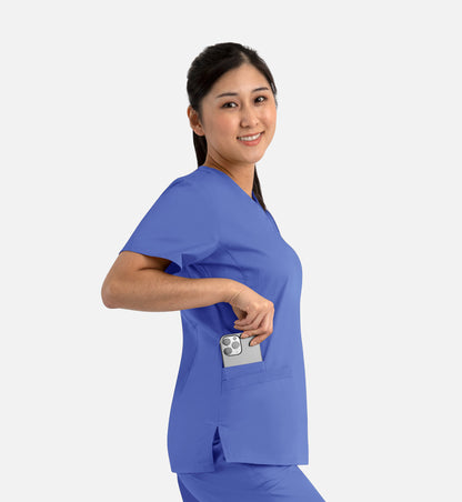 Blossom Signature 2100 Ladies Basic V-Neck Top Ceil Blue