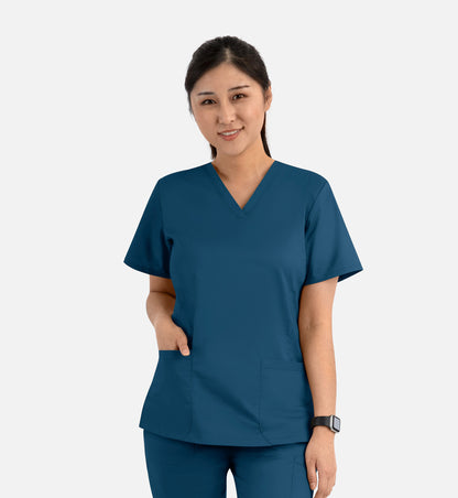 Blossom Signature 2100 Ladies Basic V-Neck Top Caribbean Blue