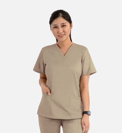 Blossom Signature 2100 Ladies Basic V-Neck Top Khaki