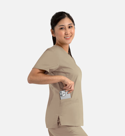 Blossom Signature 2100 Ladies Basic V-Neck Top Khaki