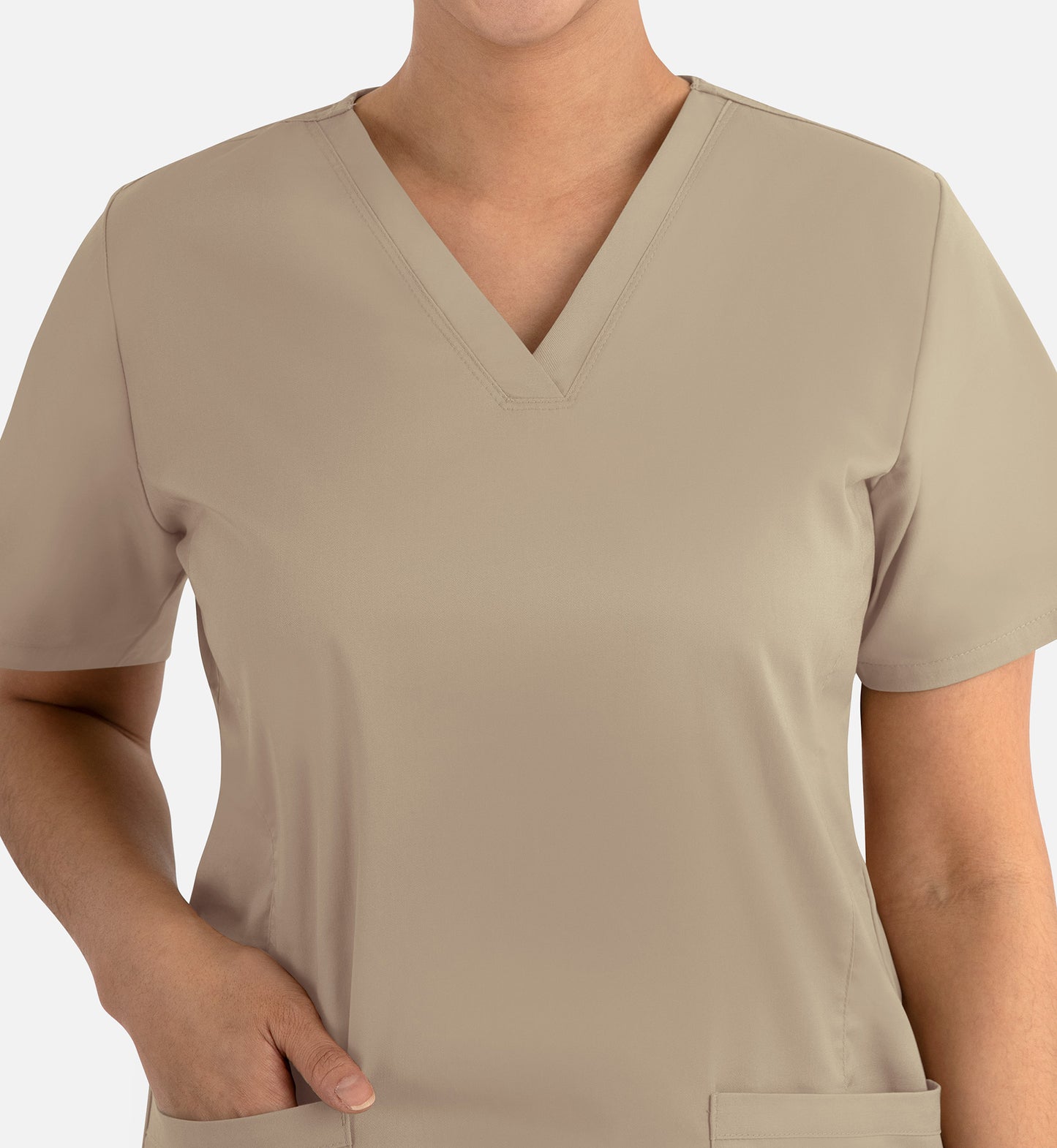Blossom Signature 2100 Ladies Basic V-Neck Top Khaki