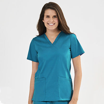 Blossom Signature 2100 Ladies Basic V-Neck Top Teal Blue