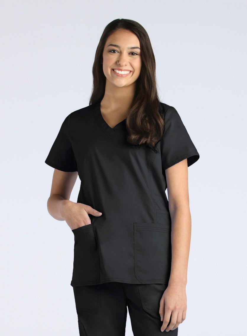 Blossom Signature 2101 Ladies Functional V-Neck Top Black