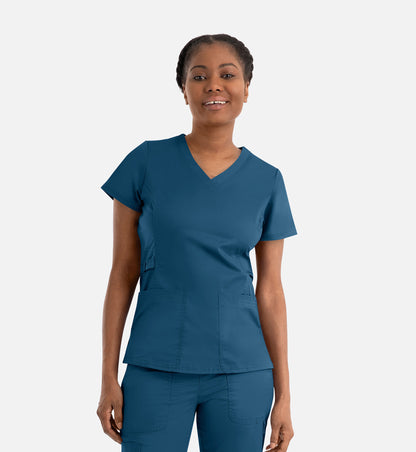 Blossom Signature 2101 Ladies Functional V-Neck Top Caribbean Blue