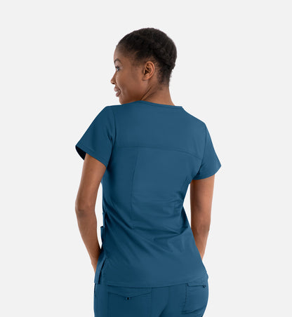 Blossom Signature 2101 Ladies Functional V-Neck Top Caribbean Blue