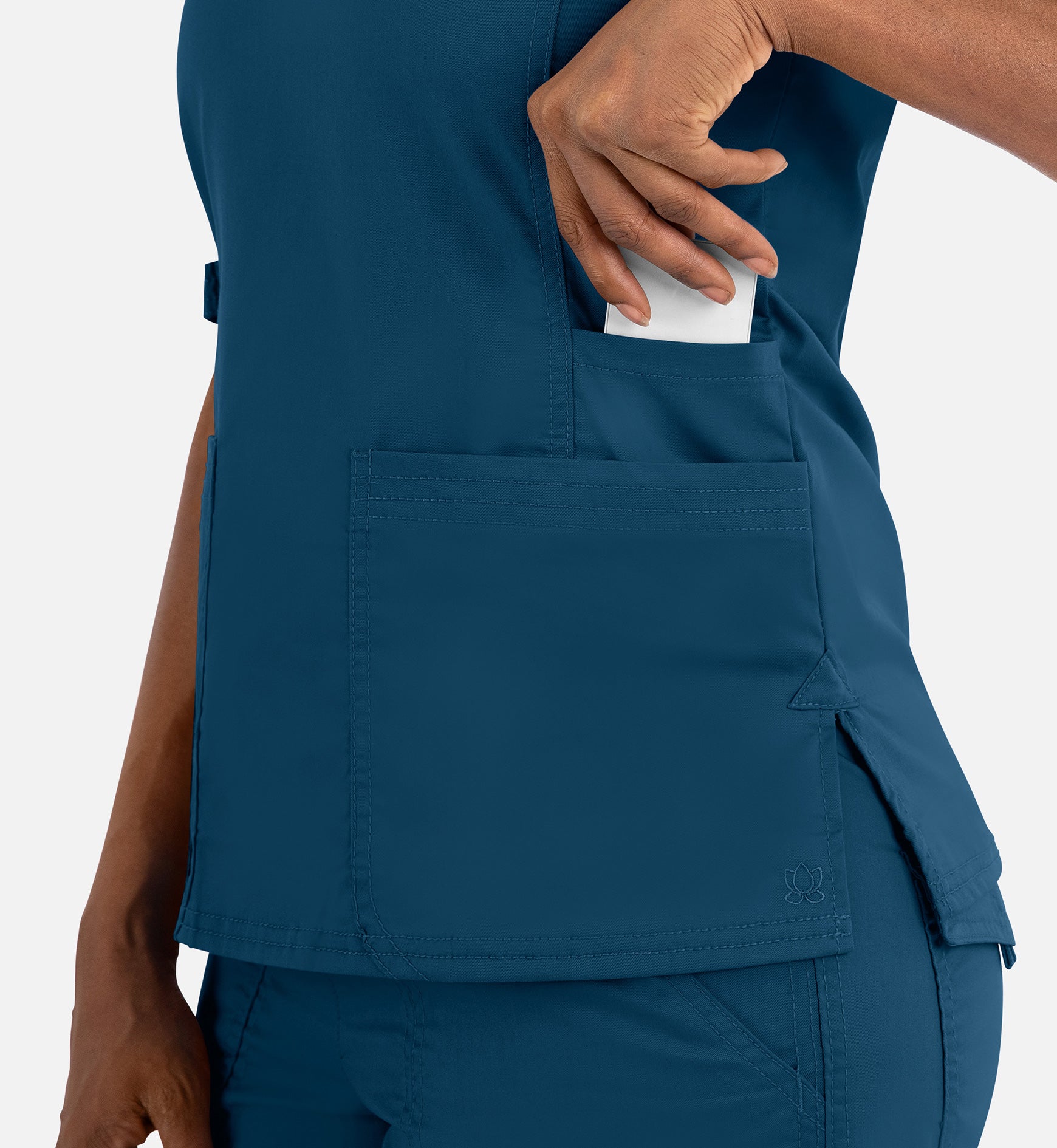 Blossom Signature 2101 Ladies Functional V-Neck Top Caribbean Blue