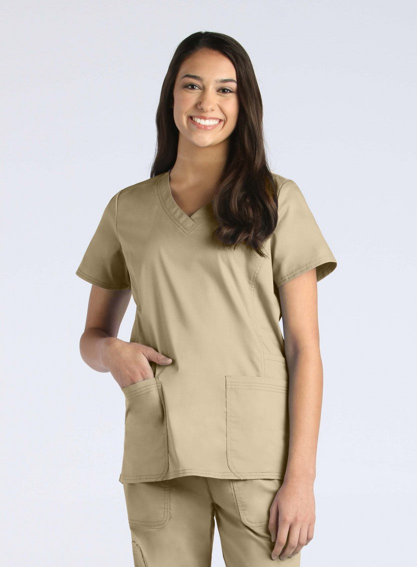 Blossom Signature 2101 Ladies Functional V-Neck Top Khaki