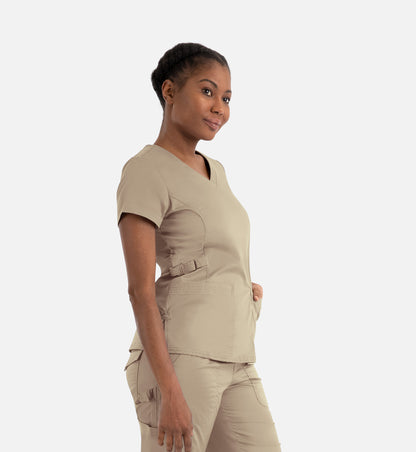 Blossom Signature 2101 Ladies Functional V-Neck Top Khaki