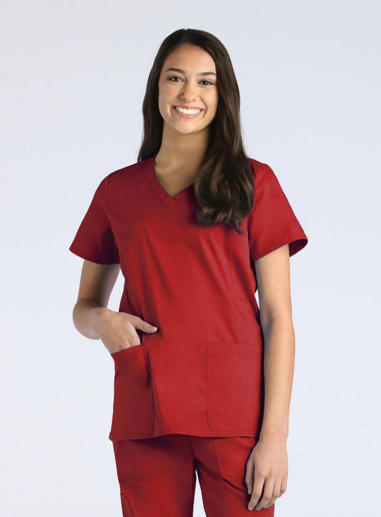 Blossom Signature 2101 Ladies Functional V-Neck Top Red