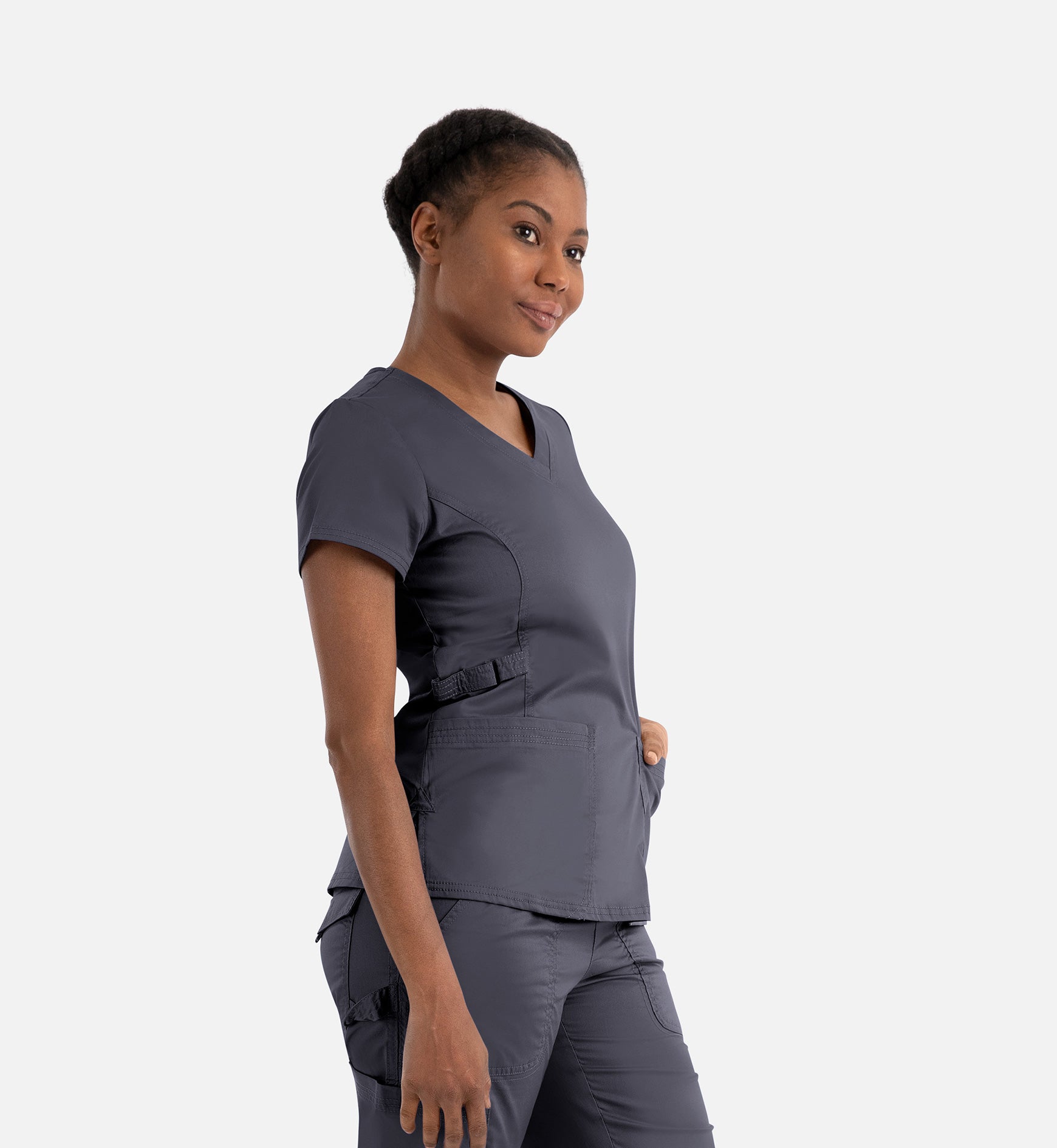 Blossom Signature 2101 Ladies Functional V-Neck Top Real Pewter