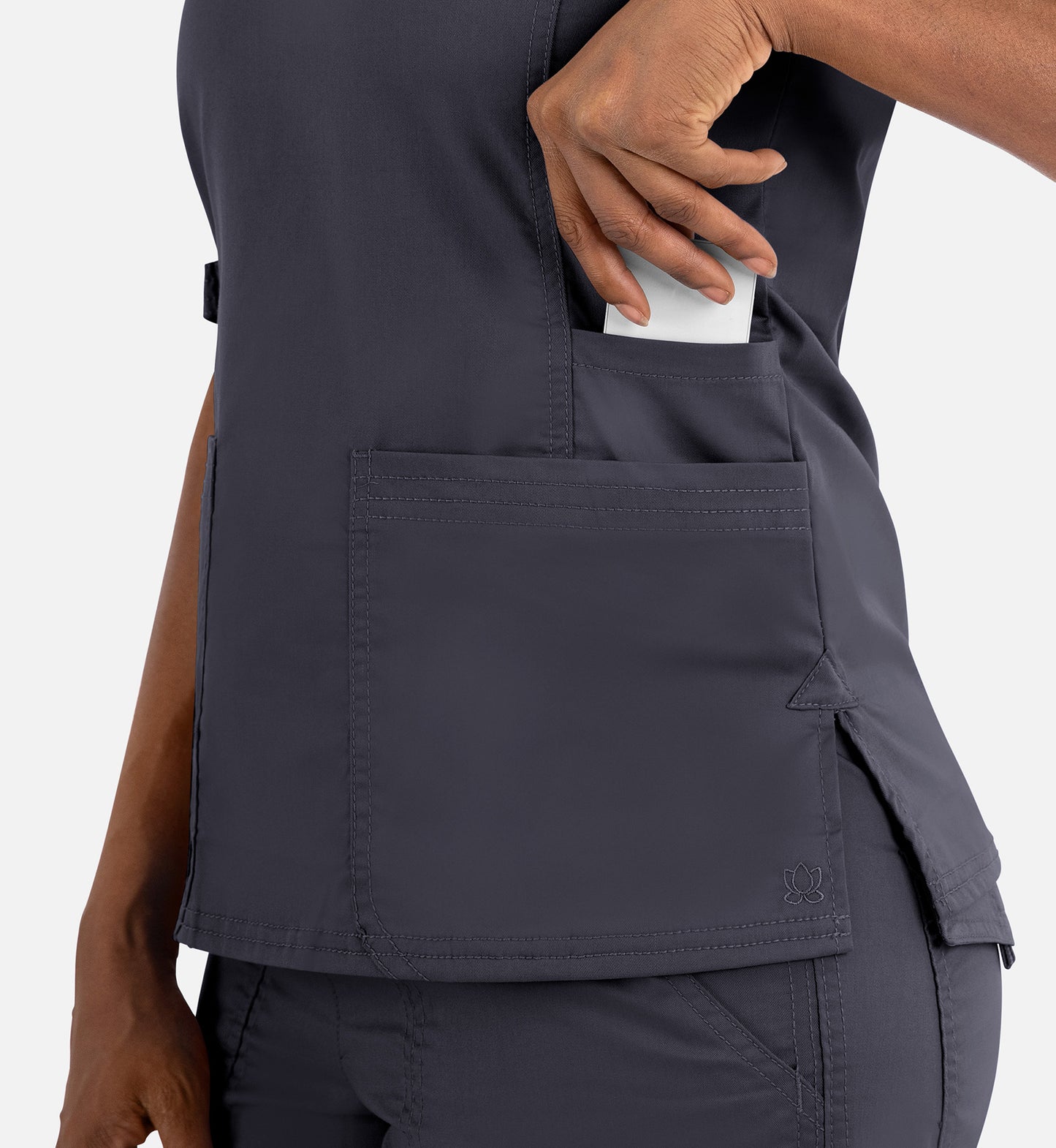 Blossom Signature 2101 Ladies Functional V-Neck Top Real Pewter