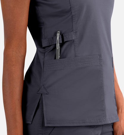 Blossom Signature 2101 Ladies Functional V-Neck Top Real Pewter