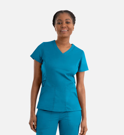 Blossom Signature 2101 Ladies Functional V-Neck Top Teal Blue