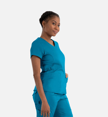 Blossom Signature 2101 Ladies Functional V-Neck Top Teal Blue