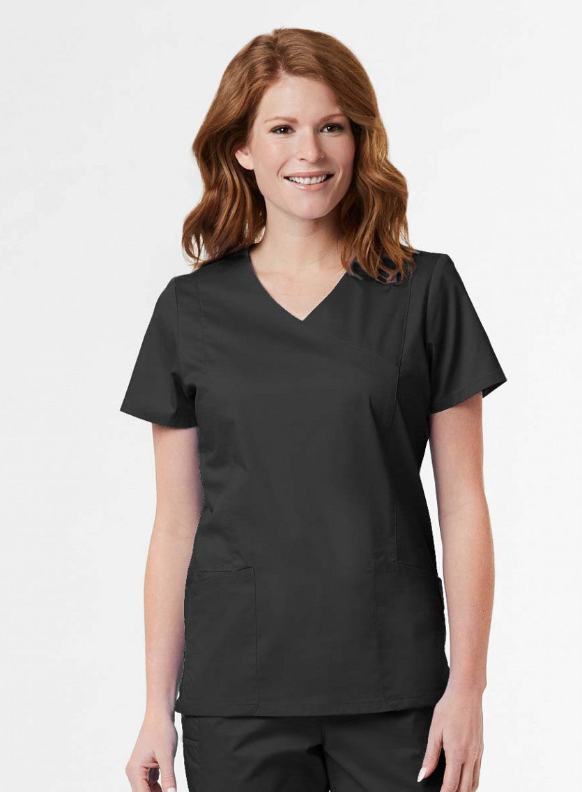Front view of Maevn Blossom Signature 2100 Women's V-Neck Scrub Top in solid color