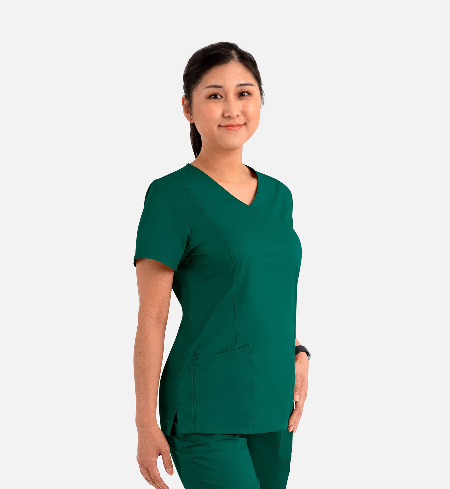 Blossom Signature 2102 Ladies Mesh Pocket Mock Wrap Top Hunter