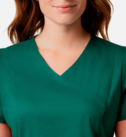 Blossom Signature 2102 Ladies Mesh Pocket Mock Wrap Top Hunter