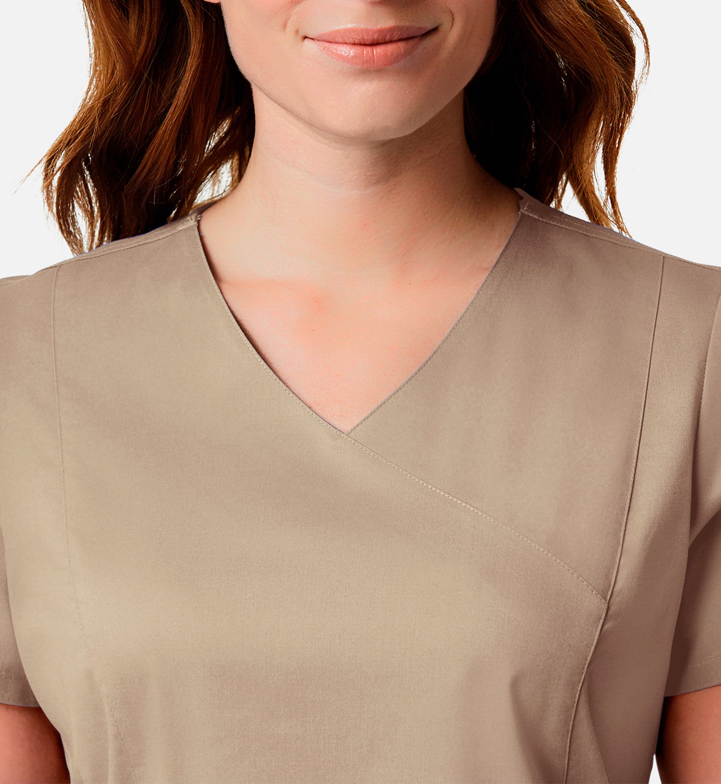 Blossom Signature 2102 Ladies Mesh Pocket Mock Wrap Top Khaki