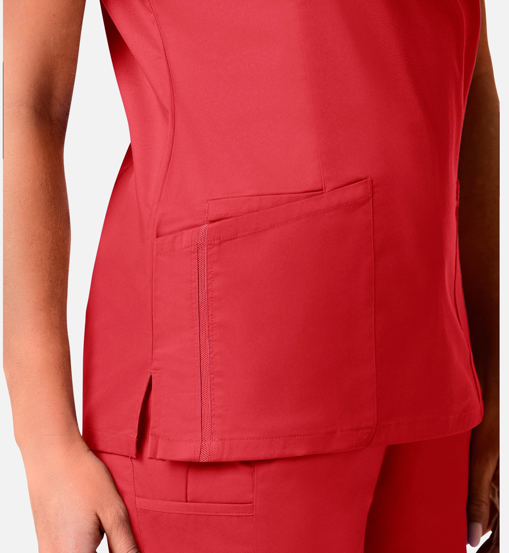 Blossom Signature 2102 Ladies Mesh Pocket Mock Wrap Top Red