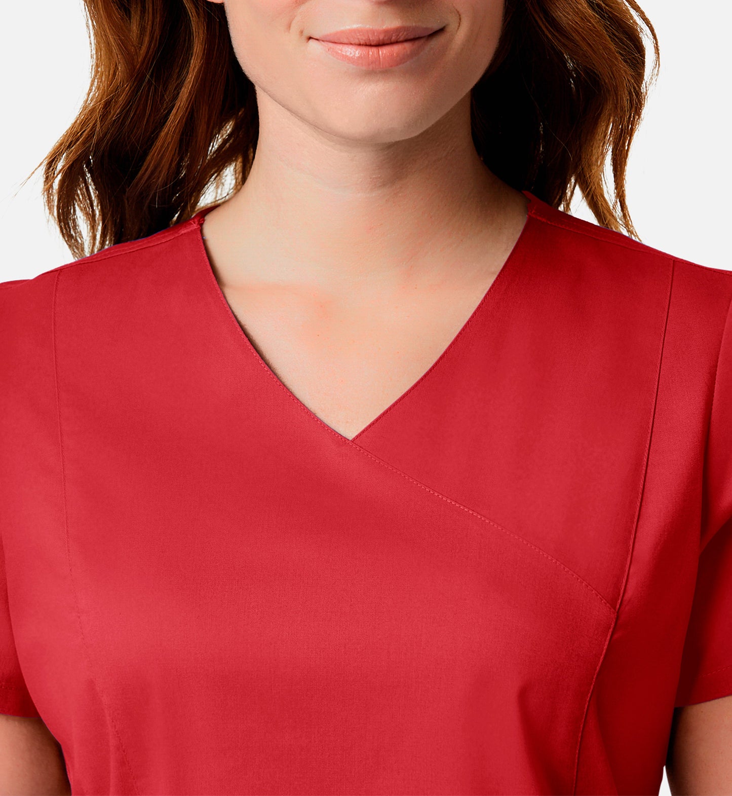 Blossom Signature 2102 Ladies Mesh Pocket Mock Wrap Top Red