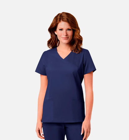 Blossom Signature 2102 Ladies Mesh Pocket Mock Wrap Top Real Navy