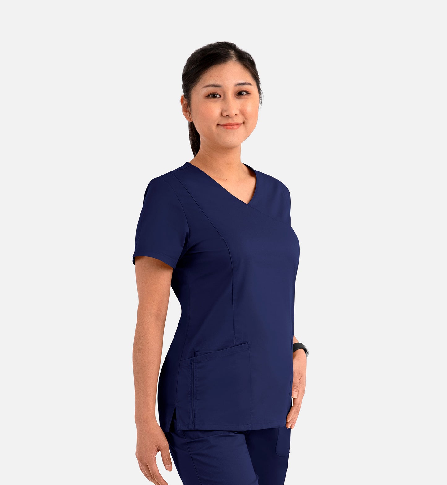 Blossom Signature 2102 Ladies Mesh Pocket Mock Wrap Top Real Navy