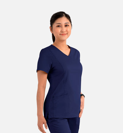 Blossom Signature 2102 Ladies Mesh Pocket Mock Wrap Top Real Navy