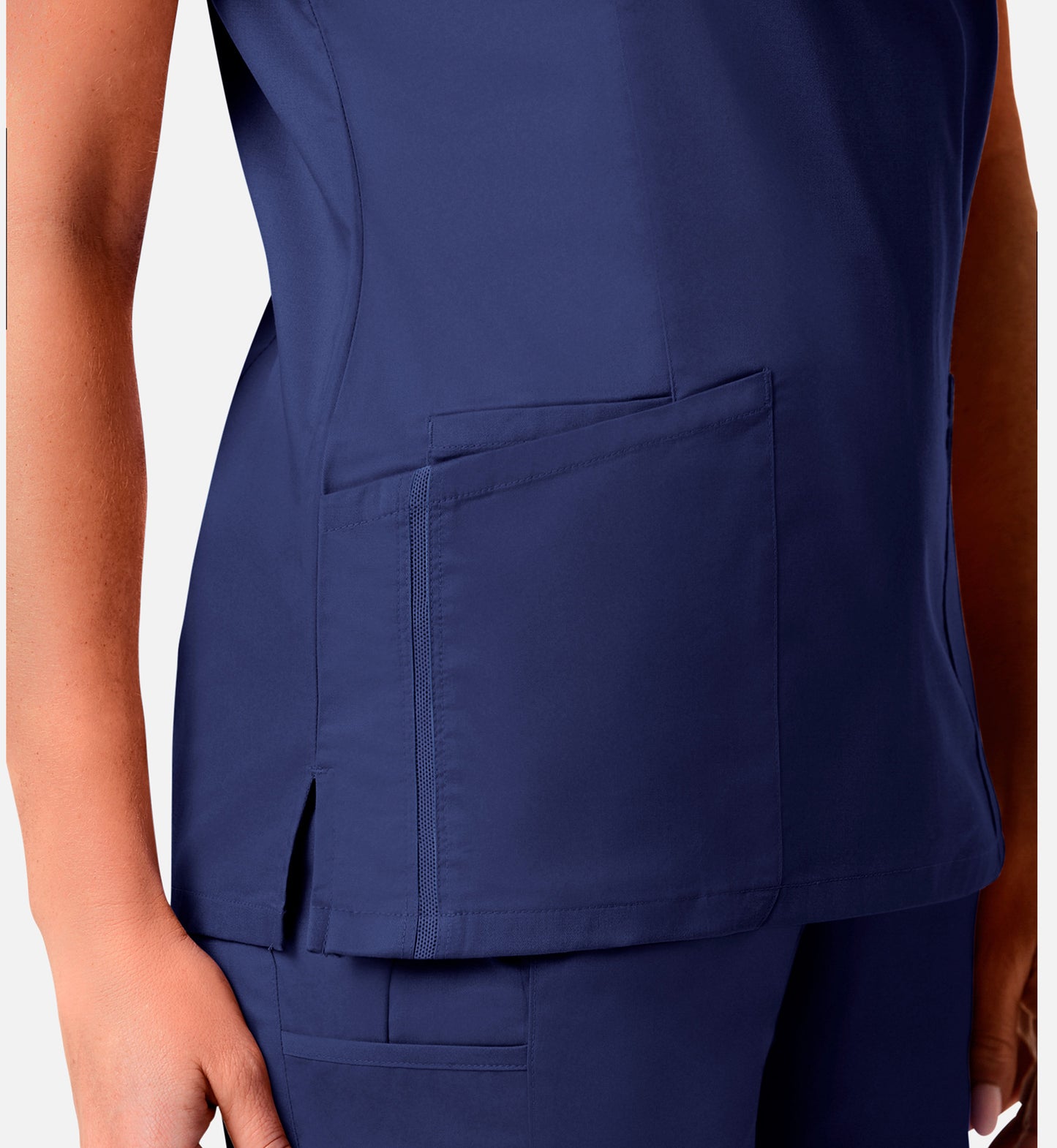 Blossom Signature 2102 Ladies Mesh Pocket Mock Wrap Top Real Navy