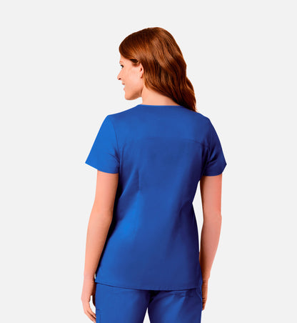 Blossom Signature 2102 Ladies Mesh Pocket Mock Wrap Top Royal Blue