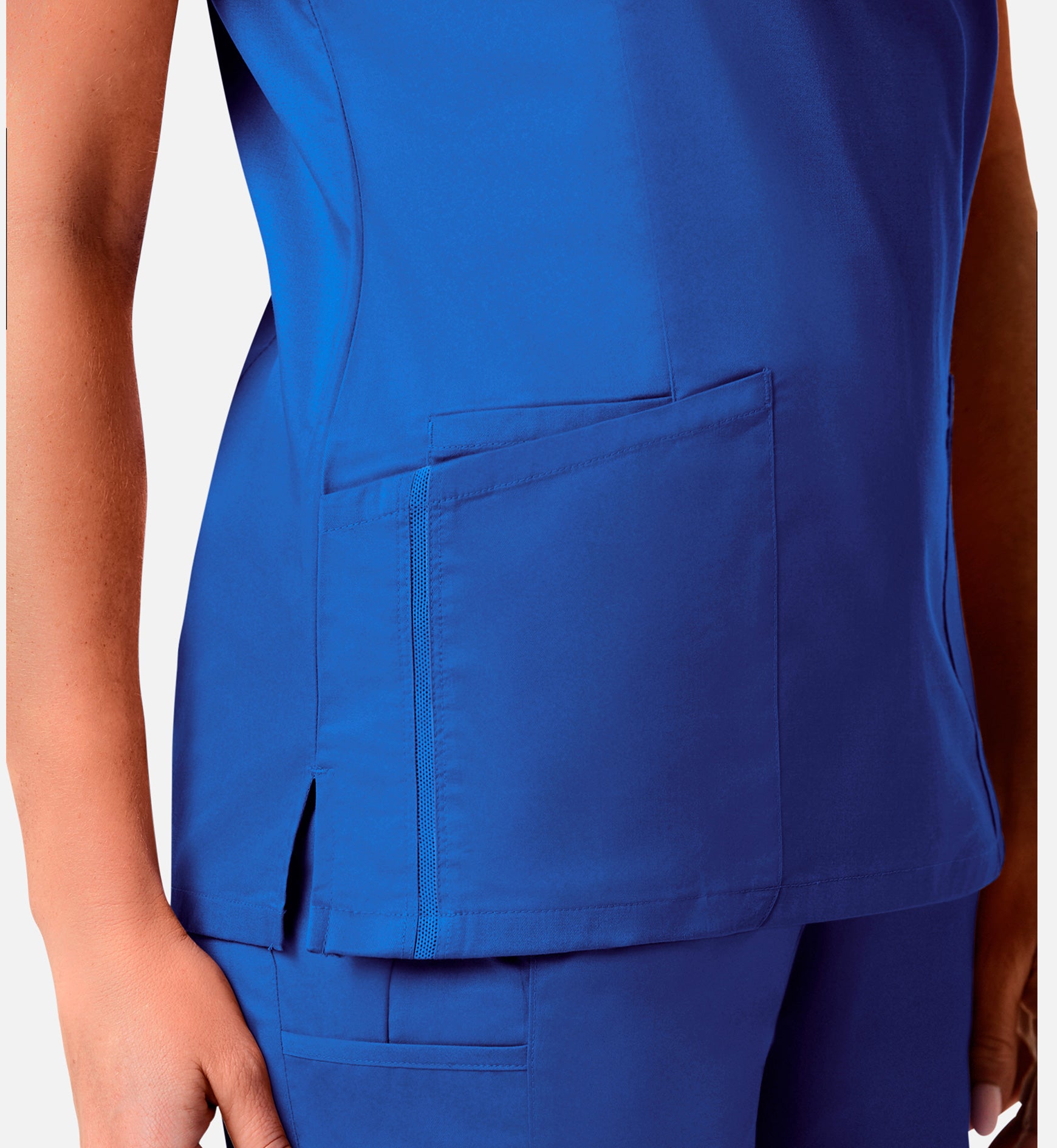 Blossom Signature 2102 Ladies Mesh Pocket Mock Wrap Top Royal Blue