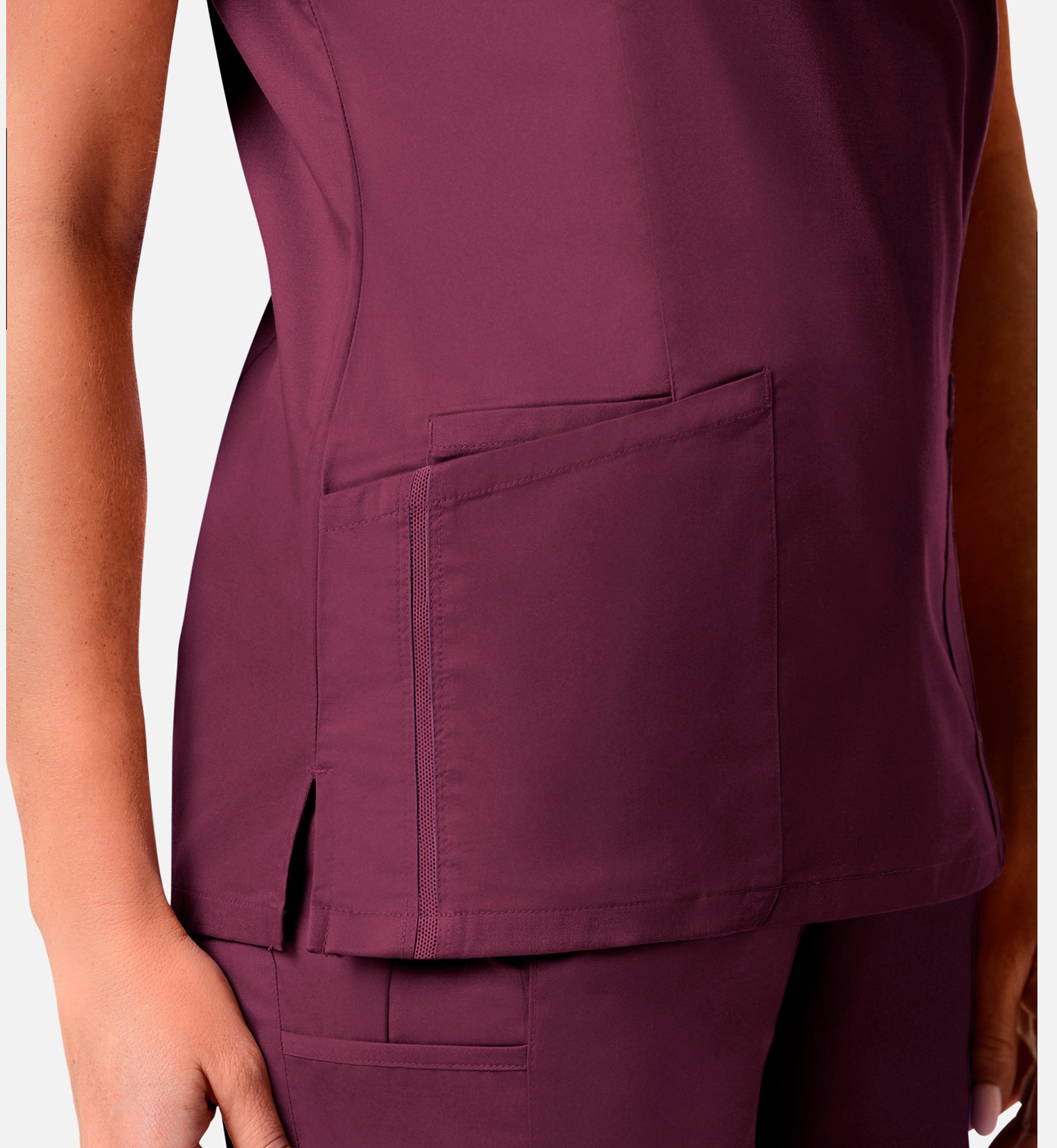 Blossom Signature 2102 Ladies Mesh Pocket Mock Wrap Top Wine