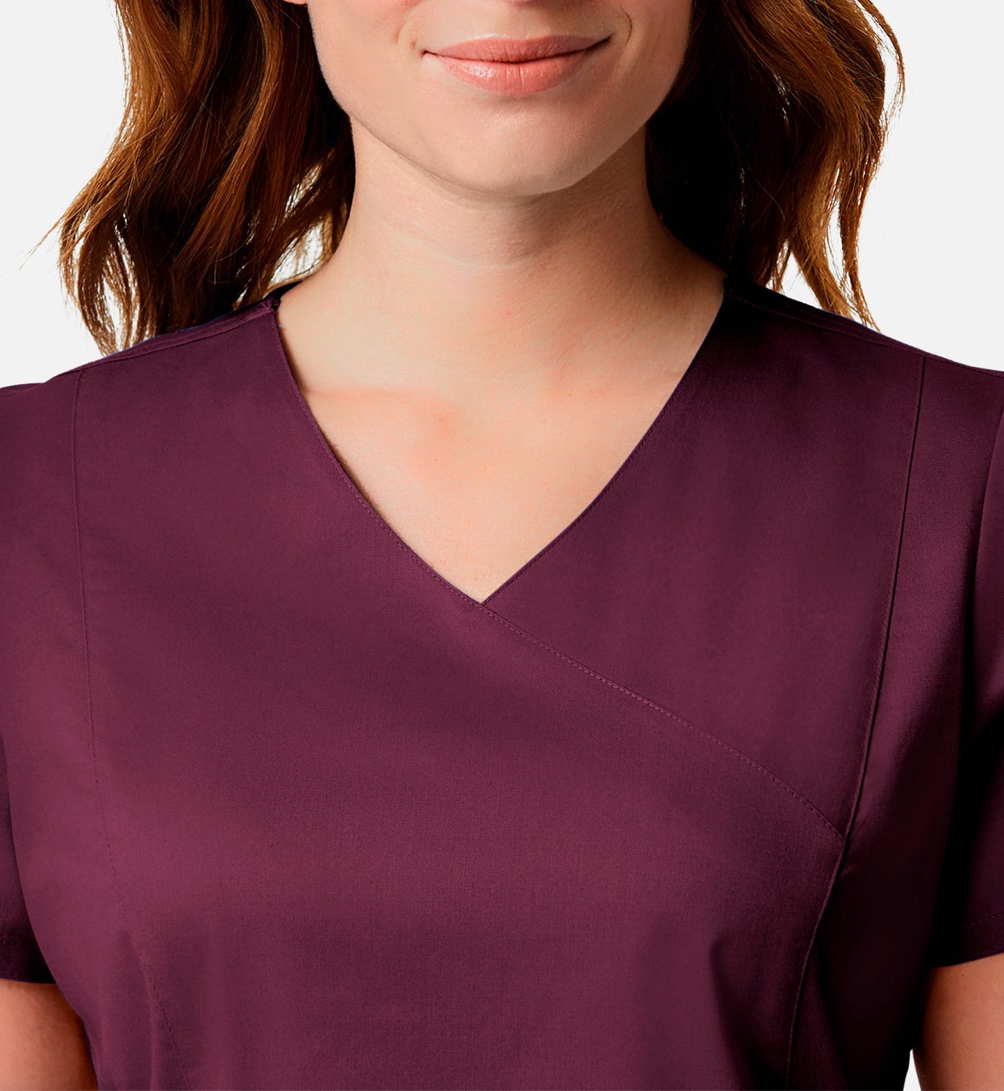 Blossom Signature 2102 Ladies Mesh Pocket Mock Wrap Top Wine
