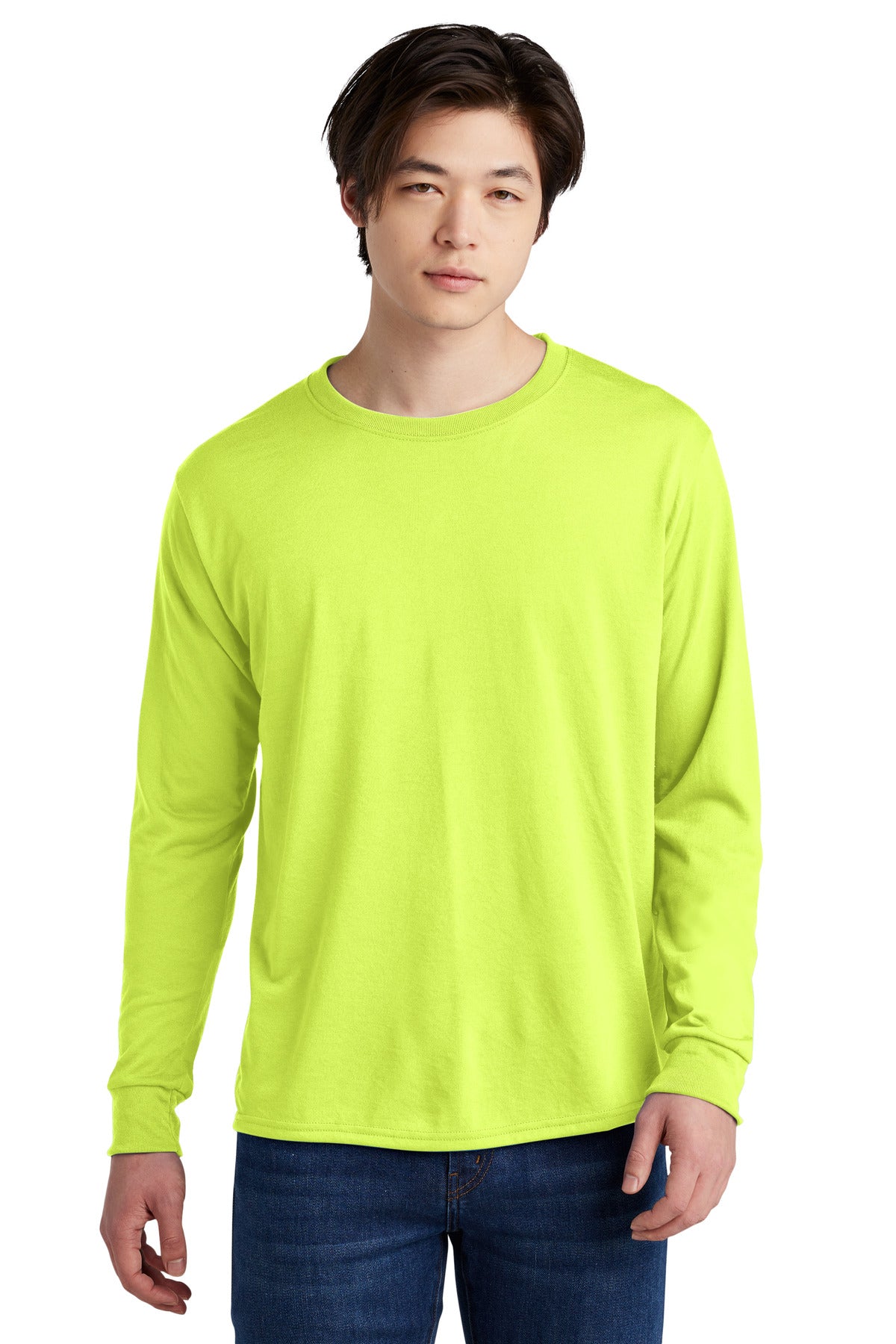 Jerzees Dri-Power 100% Polyester Long Sleeve T-Shirt 21LS Safety Green