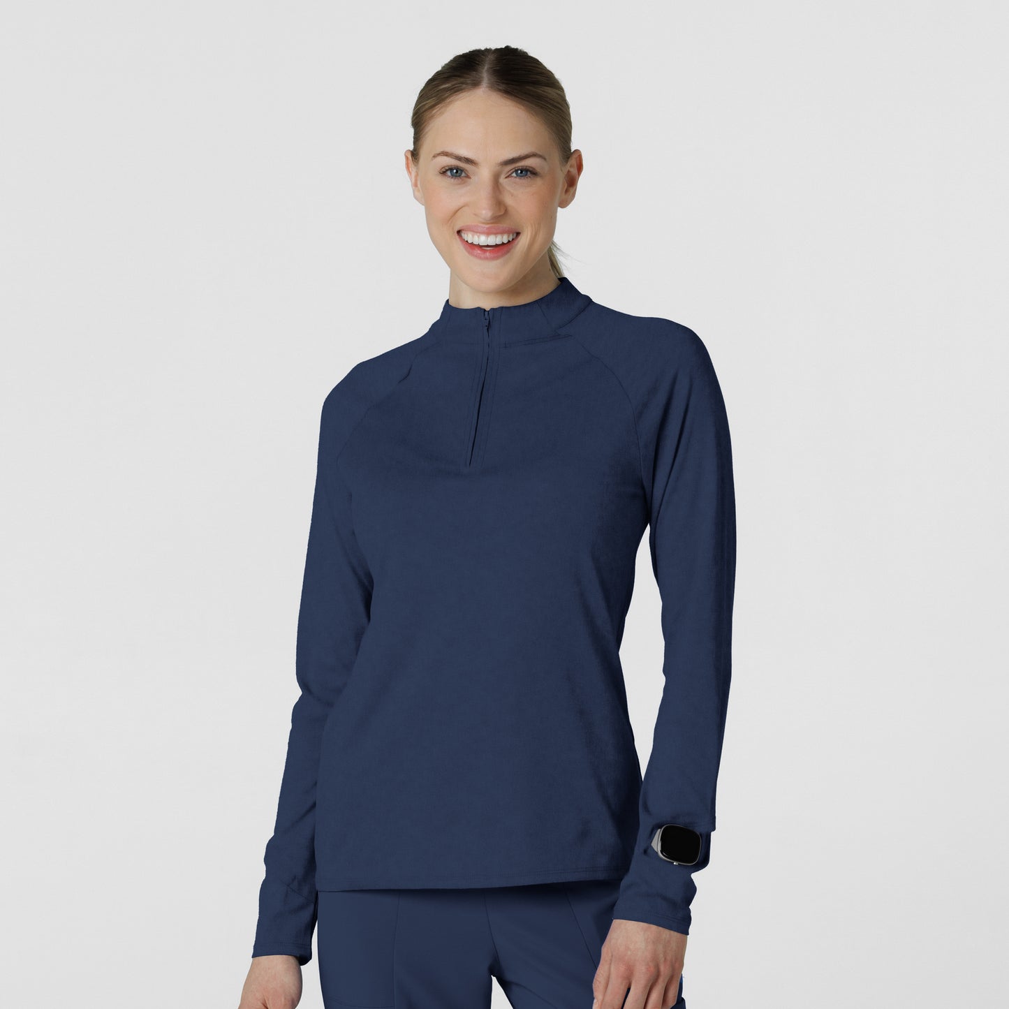 Layers 2239 Watch Window Quarter Zip Scrub Top