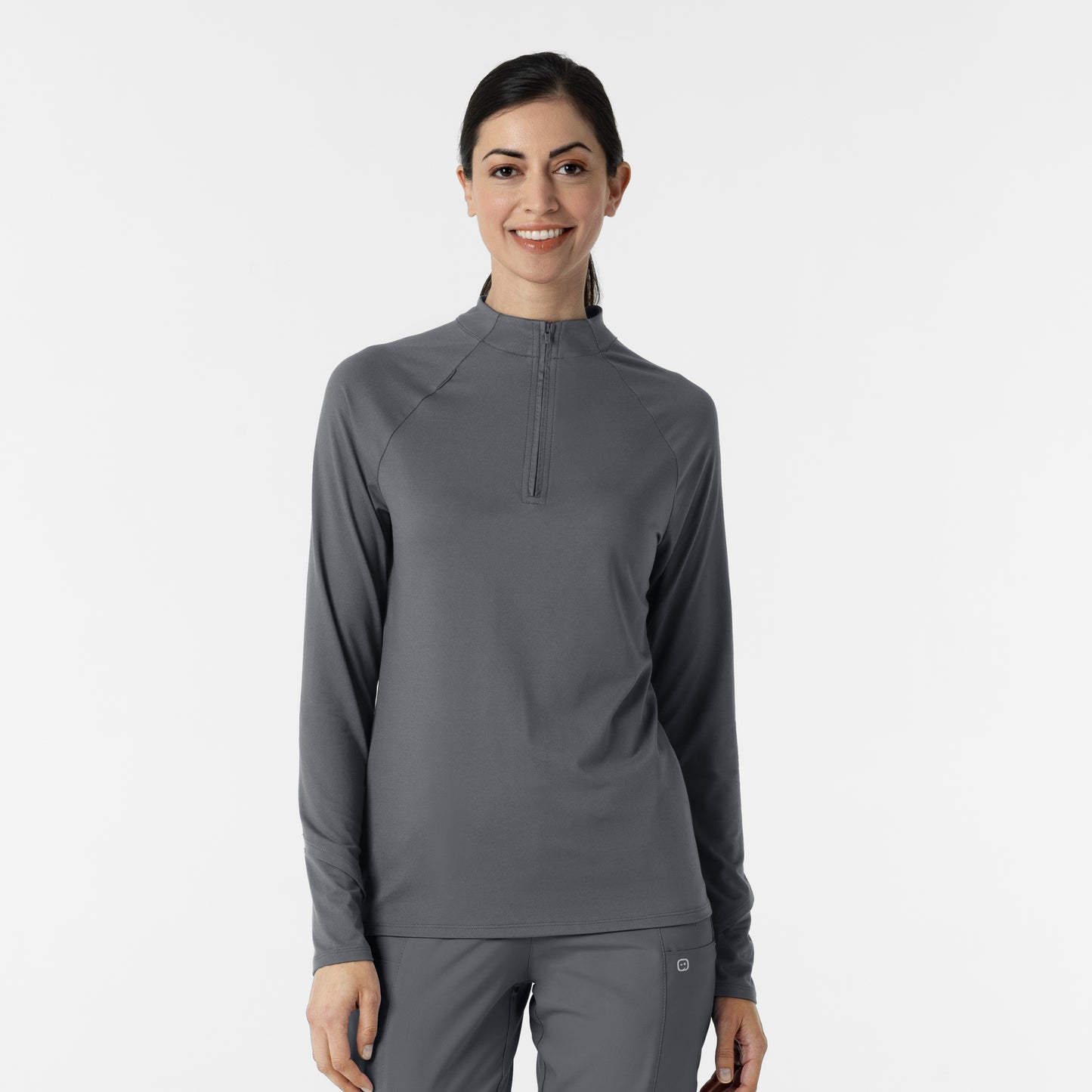 Layers 2239 Watch Window Quarter Zip Scrub Top