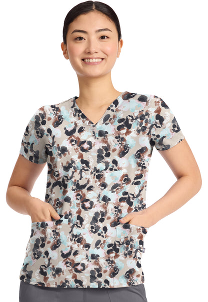 HH Prints 2266 Women's Amanda Print Scrub Top Abstract Cheetah