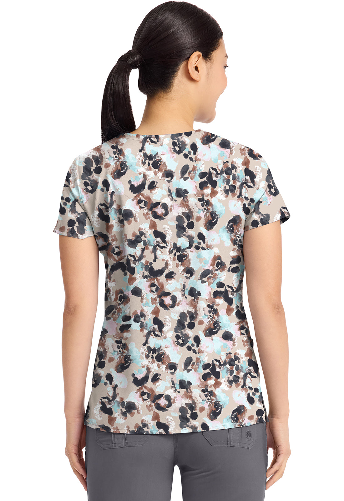 HH Prints 2266 Women's Amanda Print Scrub Top Abstract Cheetah