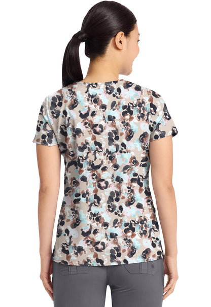 HH Prints 2266 Women's Amanda Print Scrub Top Abstract Cheetah